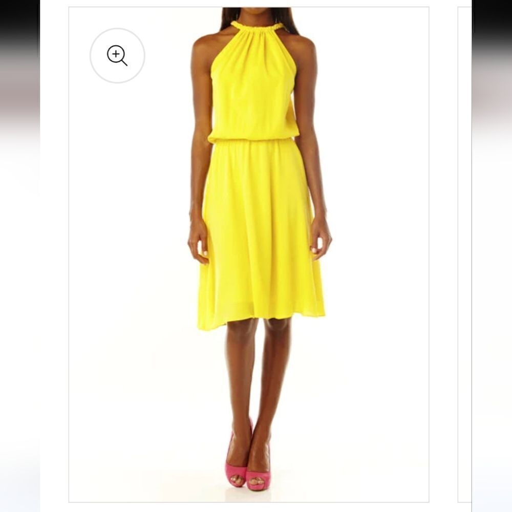 Daniela Corte‎ Opening Dress, Yellow, Open Back, 100% Silk, Size 40, Small